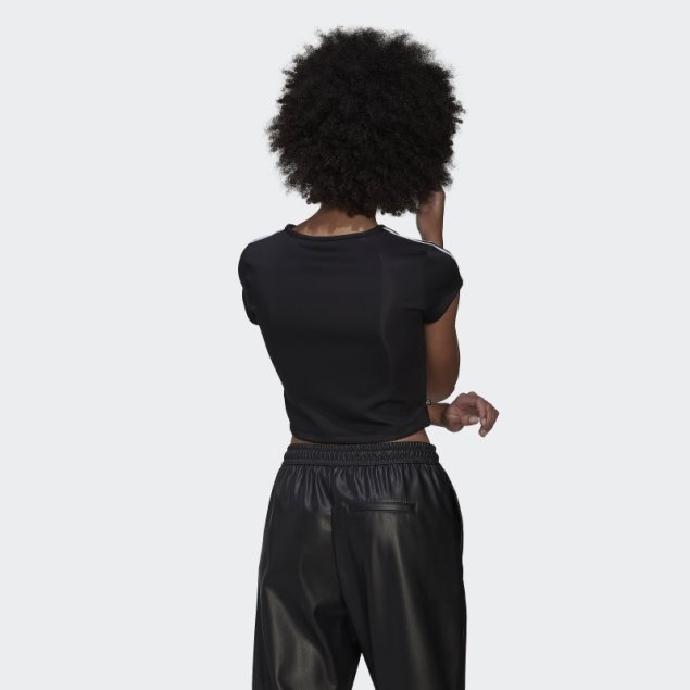 Camiseta Adicolor Classics Crop 3 Rayas Negro Adidas