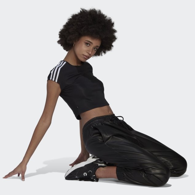 Camiseta Adicolor Classics Crop 3 Rayas Negro Adidas