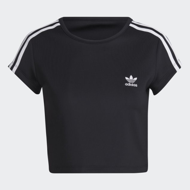 Camiseta Adicolor Classics Crop 3 Rayas Negro Adidas