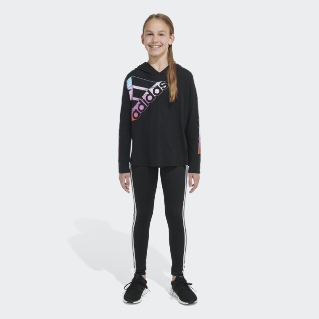 Camiseta De Manga Larga Adidas Heather Con Dobladillo Curvo Negra