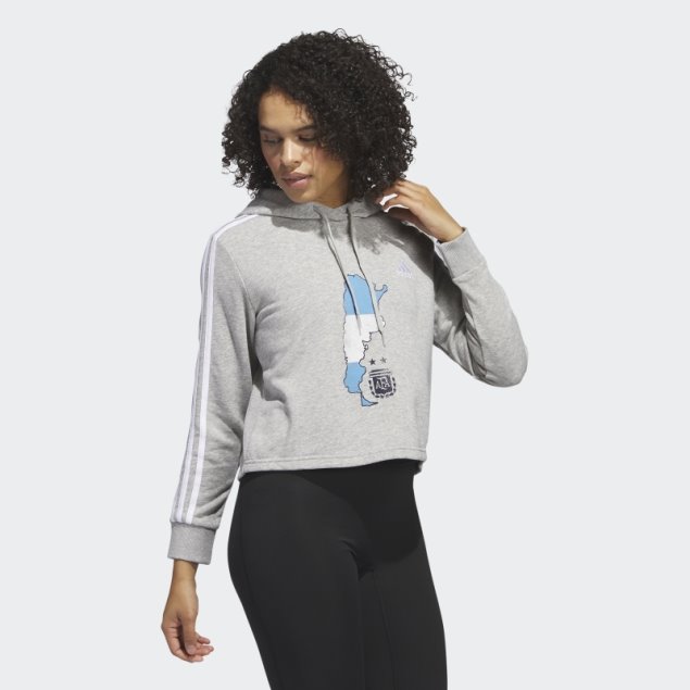 Adidas Argentina Cropped Sudadera Con Capucha Gris