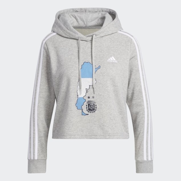 Adidas Argentina Cropped Sudadera Con Capucha Gris