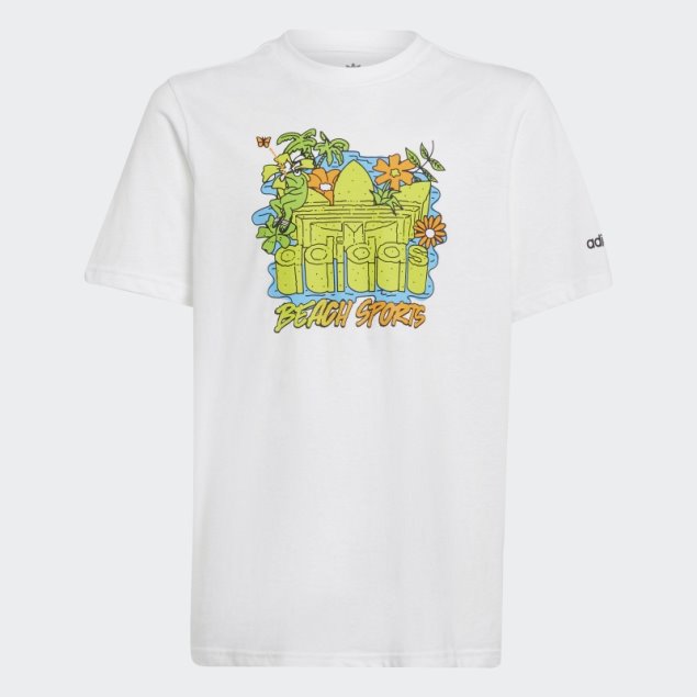 Playera Adidas Playera Blanca Gráfica Stoked