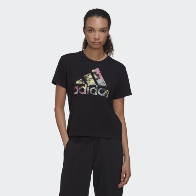 Camiseta Regular Con Estampado Allover Adidas Negro