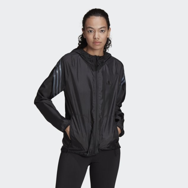 Chaqueta Cortavientos De Running Con Capucha De 3 Rayas Run Icons Adidas Negro