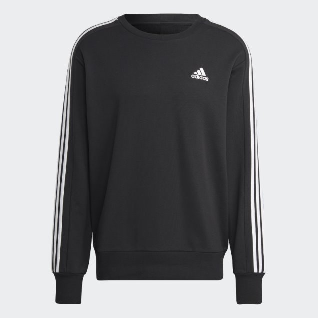 Sudadera Negra Essentials French Terry Con 3 Rayas Adidas