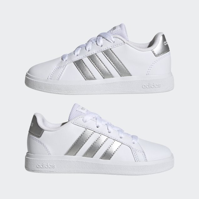 Adidas Grand Court Lifestyle Tenis Cordones Plata