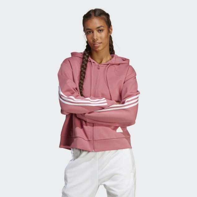 Adidas Future Icons Sudadera Con Capucha Y Cremallera Completa De 3 Rayas Rosa
