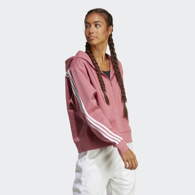 Adidas Future Icons Sudadera Con Capucha Y Cremallera Completa De 3 Rayas Rosa