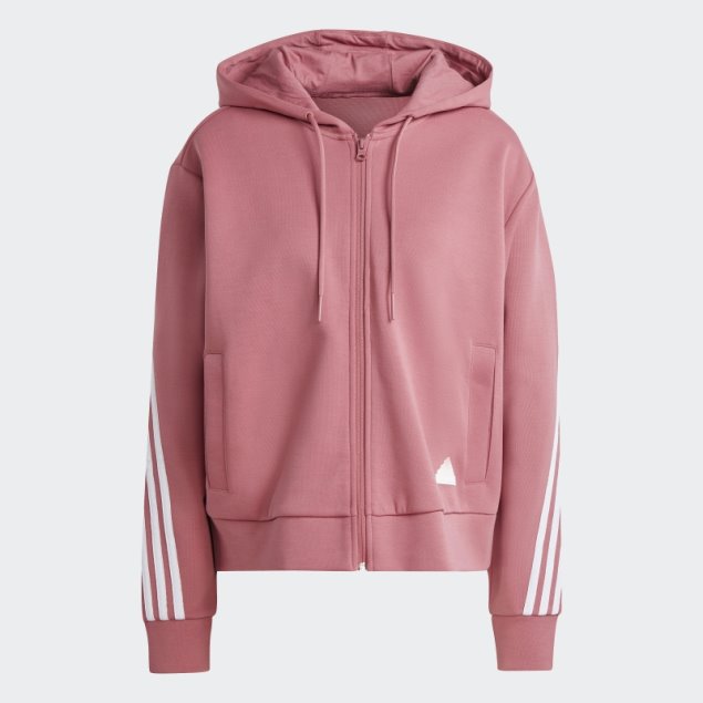 Adidas Future Icons Sudadera Con Capucha Y Cremallera Completa De 3 Rayas Rosa