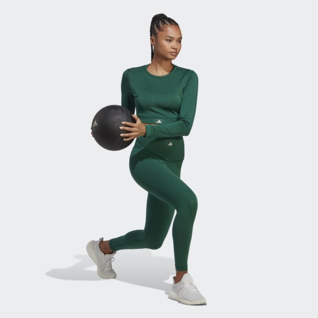 Sports Club Top De Manga Larga Crop Top Verde Adidas