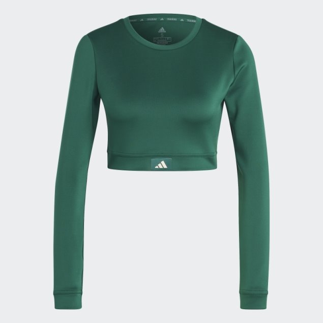 Sports Club Top De Manga Larga Crop Top Verde Adidas
