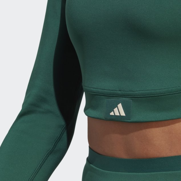 Sports Club Top De Manga Larga Crop Top Verde Adidas