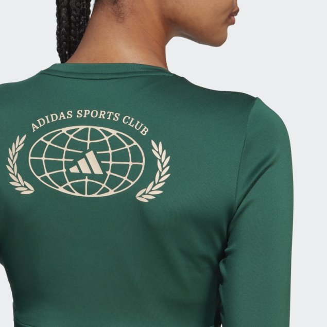 Sports Club Top De Manga Larga Crop Top Verde Adidas