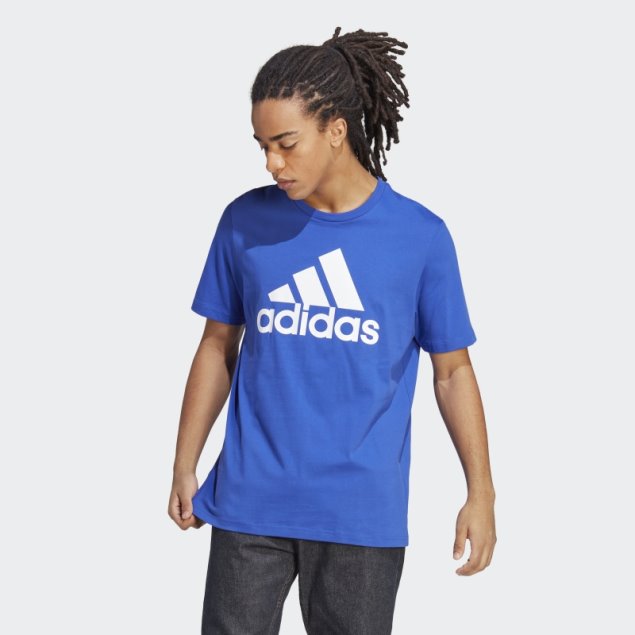 Camiseta Essentials Single Jersey Logo Grande Azul Adidas