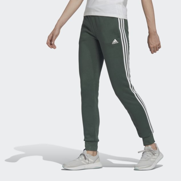 Adidas Pantalones De Forro Polar Verde Oxide Essentials Con 3 Rayas