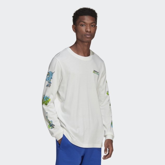 Adidas Graphic Stoked Fish Camiseta De Manga Larga Blanca