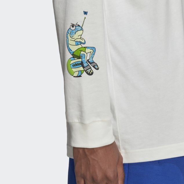 Adidas Graphic Stoked Fish Camiseta De Manga Larga Blanca