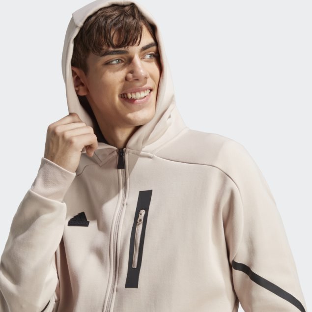 Adidas Taupe Sudadera Con Capucha Y Cremallera Completa Diseñada Para Gameday