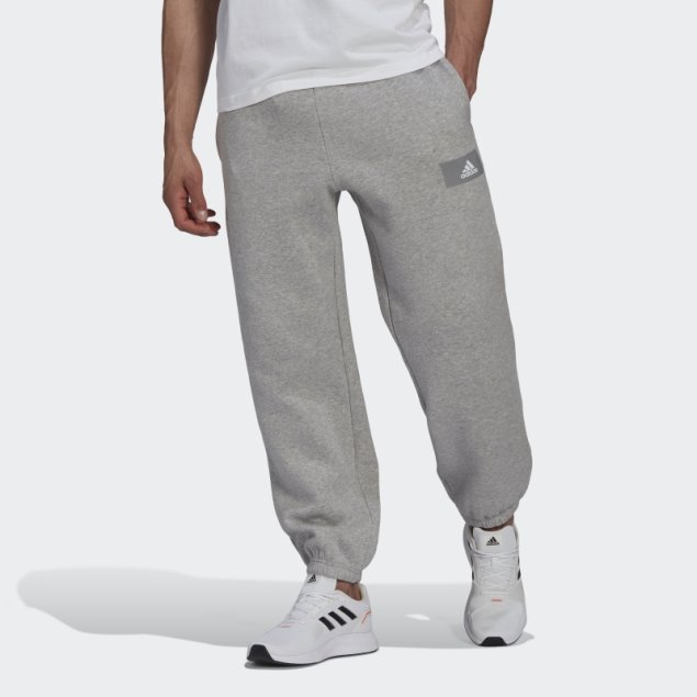 Adidas Essentials Feelvivid Pantalones De Chándal De Algodón Y Pernera Recta En Gris Medio