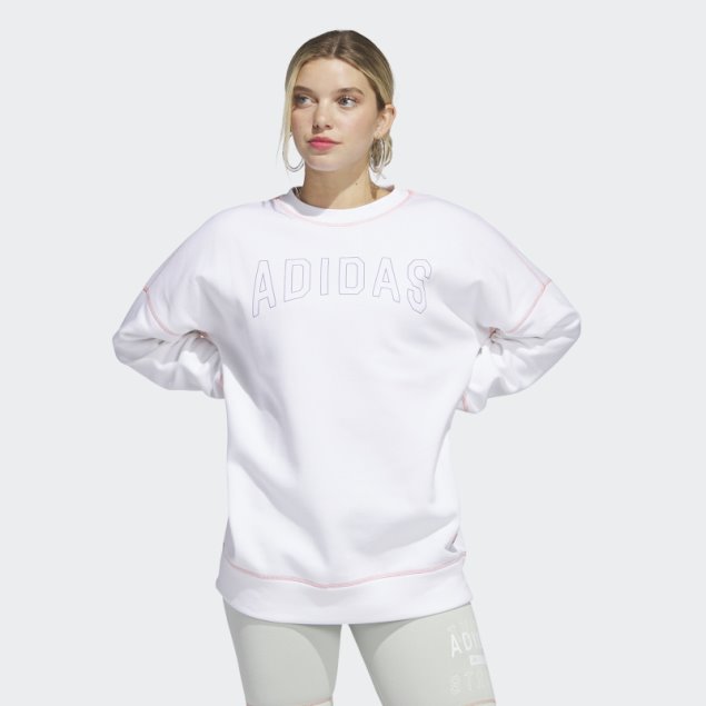 Sport Statement Boyfriend Crew Sudadera Blanca Adidas