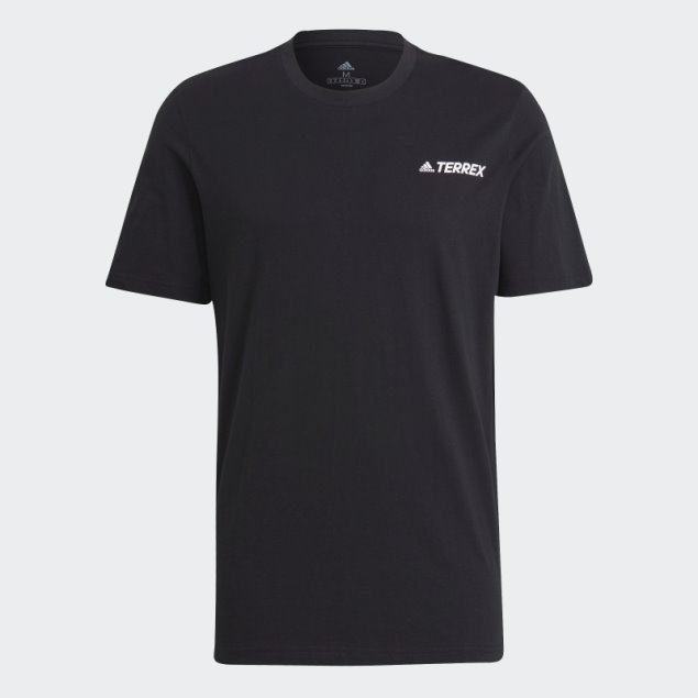 Adidas Camiseta Negra Con Estampado De Montaña De Terrex