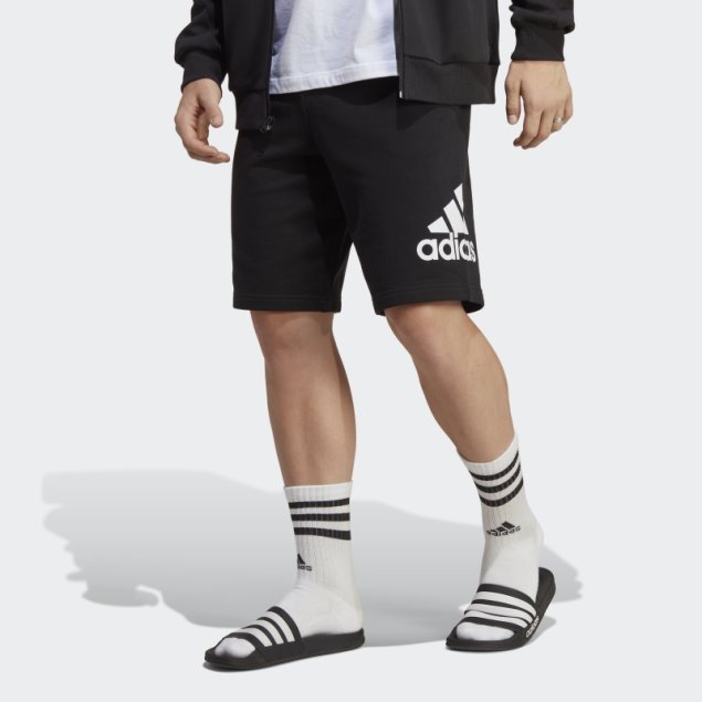 Adidas Shorts De Rizo Con Logo Grande En Negro Adidas