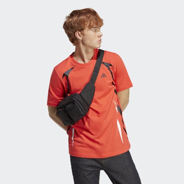 Adidas Camiseta Roja Con Bloques De Color