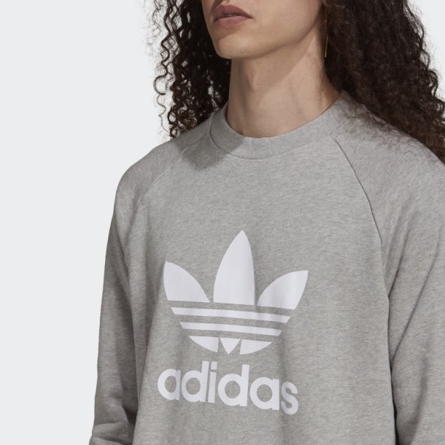 Sudadera Adidas Adicolor Classics Trefoil Cuello Redondo Gris Medio