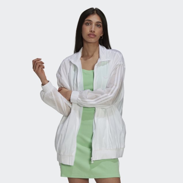 Adidas Adicolor Oversize Ripstop Chaqueta De Chándal Blanco