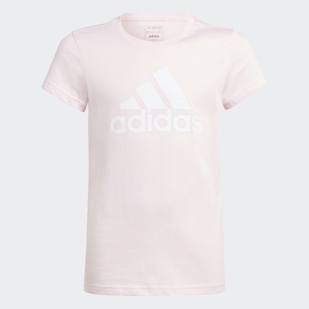Adidas Camiseta De Algodón Con Logo Grande Rosa Essentials