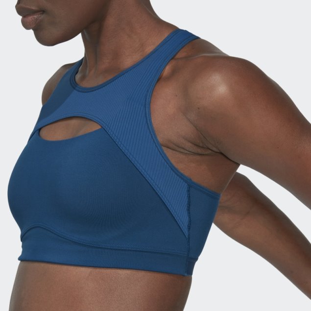 Sujetador De Viento De Yoga De Sujeción Media Coreflow Studio De Adidas Marino