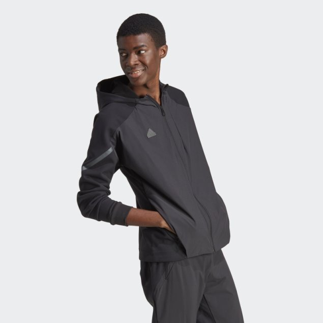 Sudadera Negra Adidas Design 4 Gameday Premium Con Cremallera Completa