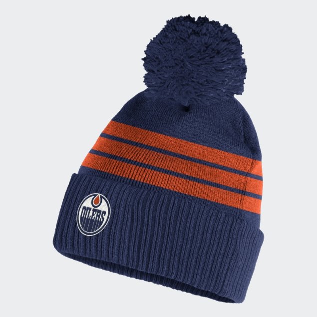 Gorro Con Pompón Y Puños De Oilers Adidas Azul