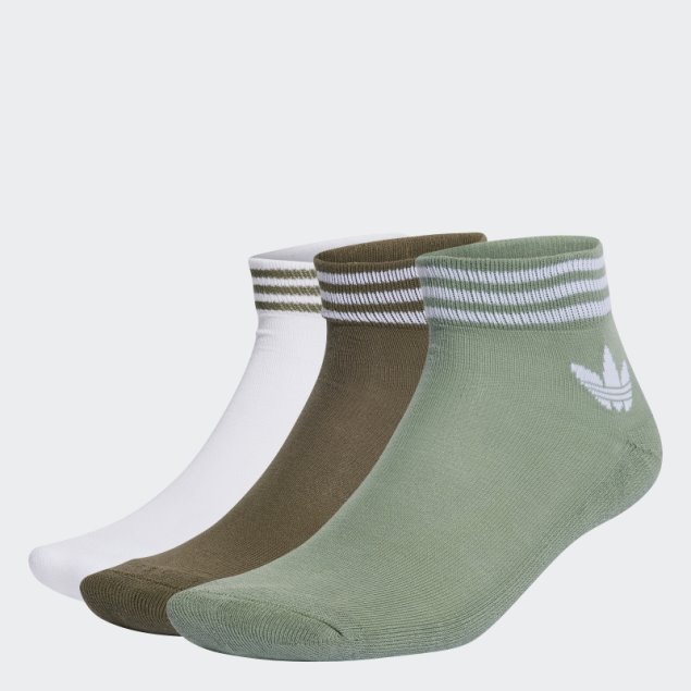 Calcetines Tobilleros Adidas Trifolio Verde Plata 3 Pares