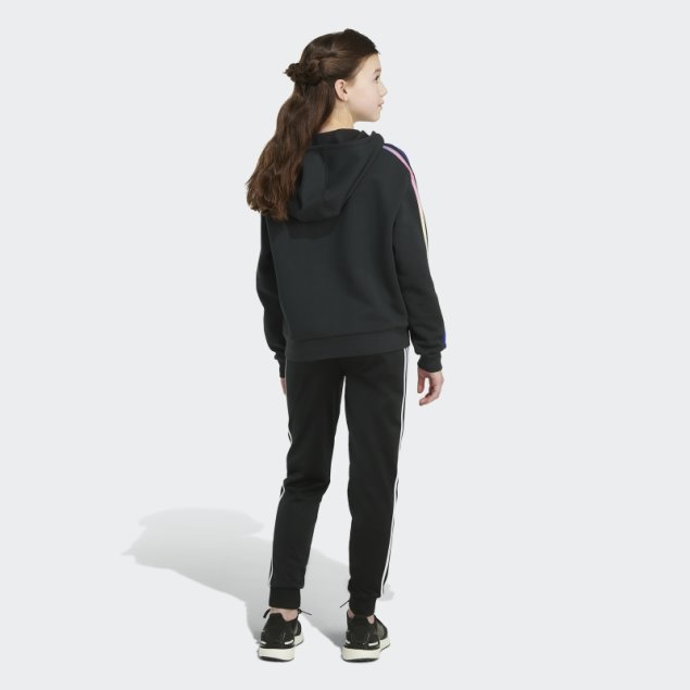 Sudadera Con Capucha De Forro Polar Con 3 Rayas En Negro Multicolor De Adidas