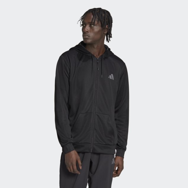 Chaqueta Negra Con Cremallera Completa De Adidas Train Essentials Season Training