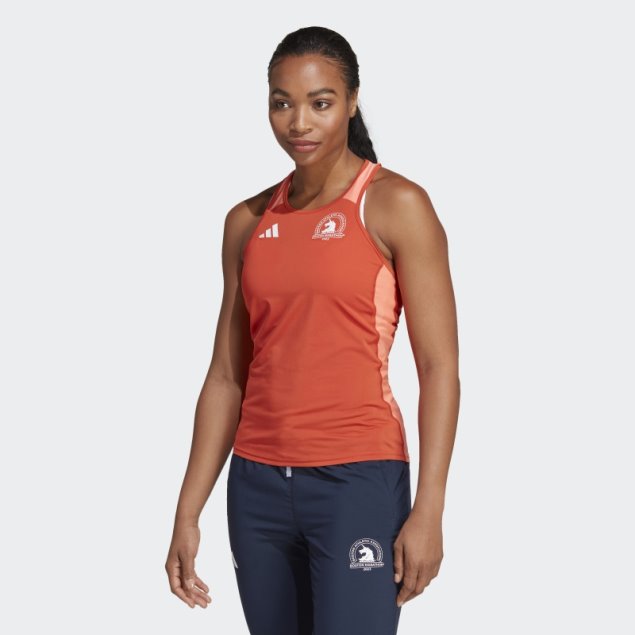 Camiseta Sin Mangas Running Boston Marathon 2023 Adidas Roja