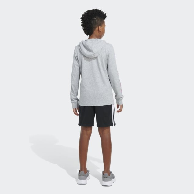 Adidas Gris Jaspeado Ls Hood Tee Htr Echo Brand Love