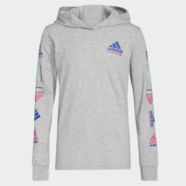 Adidas Gris Jaspeado Ls Hood Tee Htr Echo Brand Love