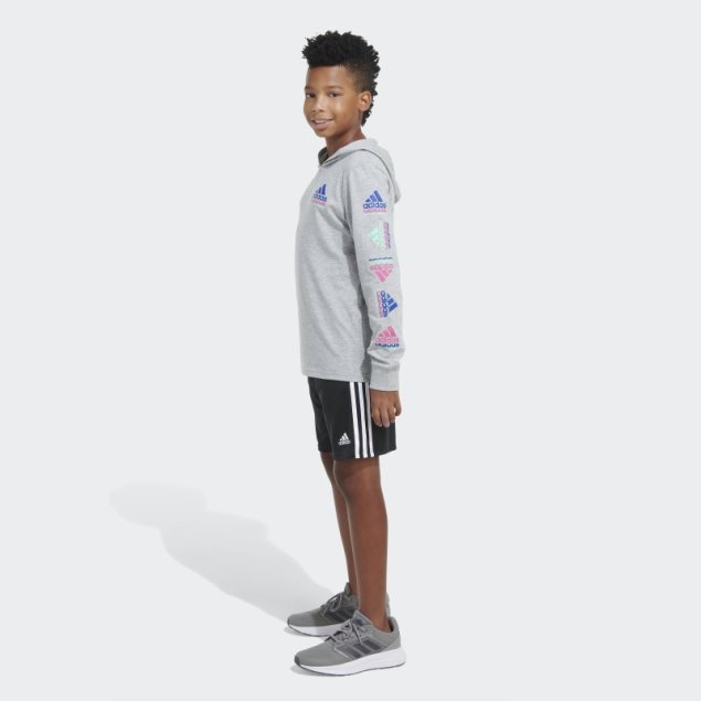 Adidas Gris Jaspeado Ls Hood Tee Htr Echo Brand Love