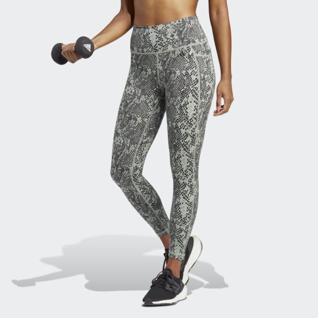 Leggings 7/8 Con Estampado Animal De Entrenamiento Con Bolsillo Oculto Optime De Adidas Verde Plateado