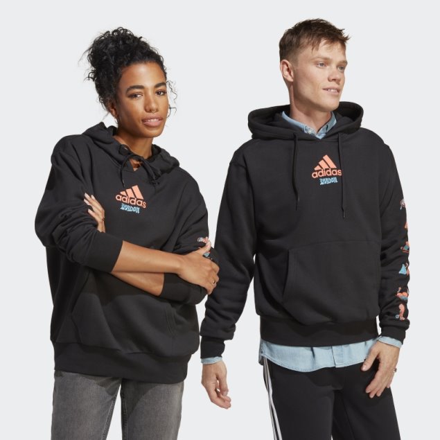 Adidas Sudadera Negra Con Gráfico