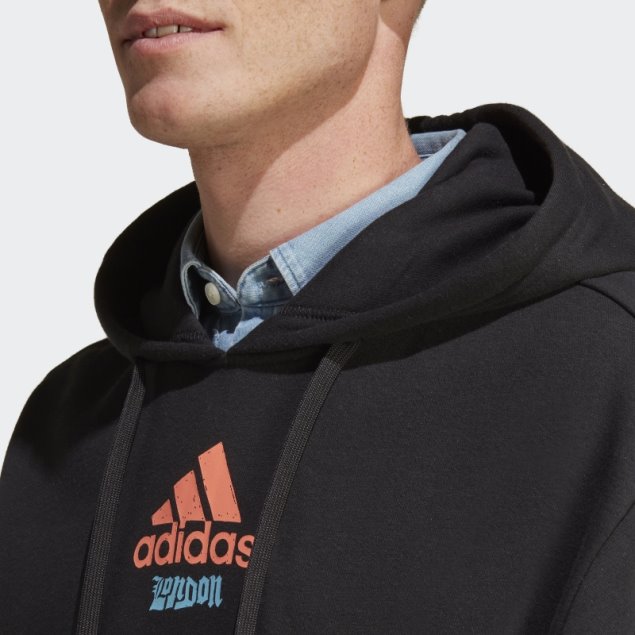 Adidas Sudadera Negra Con Gráfico