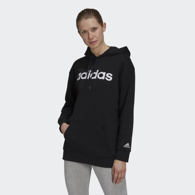 Adidas Sudadera Con Capucha Extragrande De Forro Polar Negro