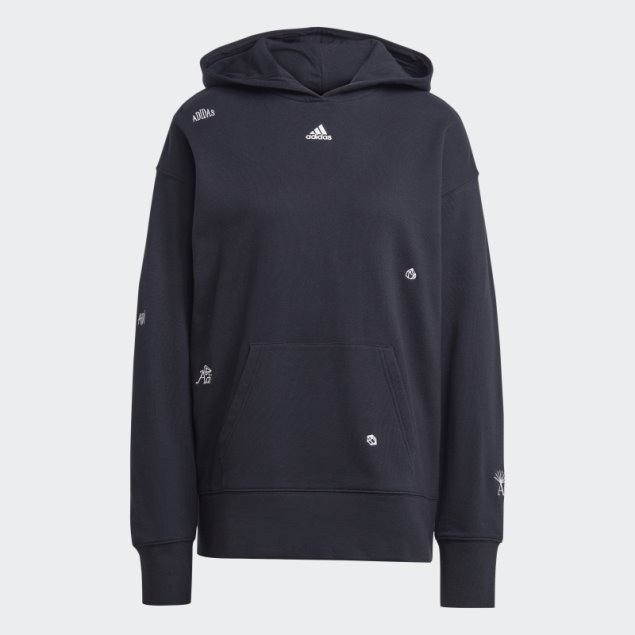 Sudadera Con Capucha Adidas En Negro Con Gráficos Inspirados En Cristales Curativos