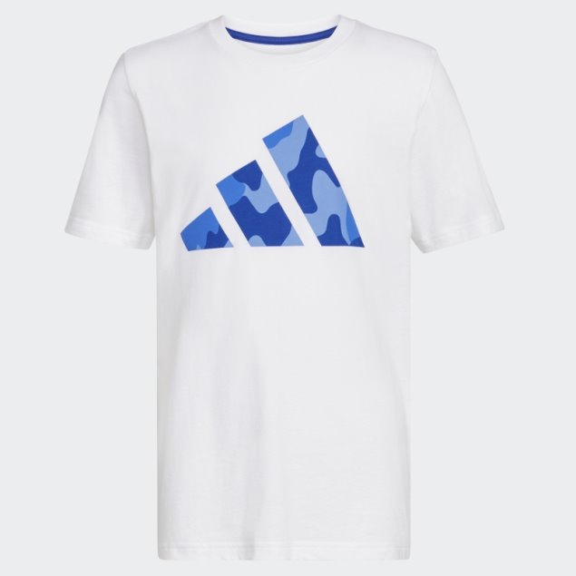 Adidas Camiseta Blanca Con Logo De Camuflaje