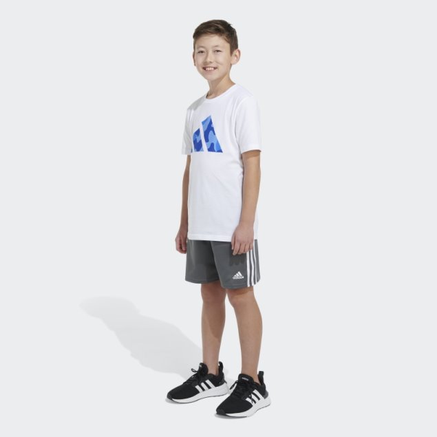 Adidas Camiseta Blanca Con Logo De Camuflaje