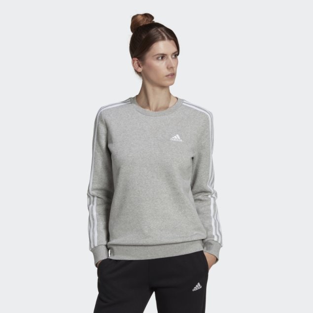 Sudadera Essentials 3 Bandas Polar Gris Medio Adidas