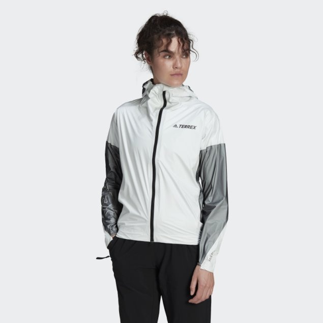 Blanco Adidas Terrex Agravic Chaqueta Impermeable De Tres Capas Pro